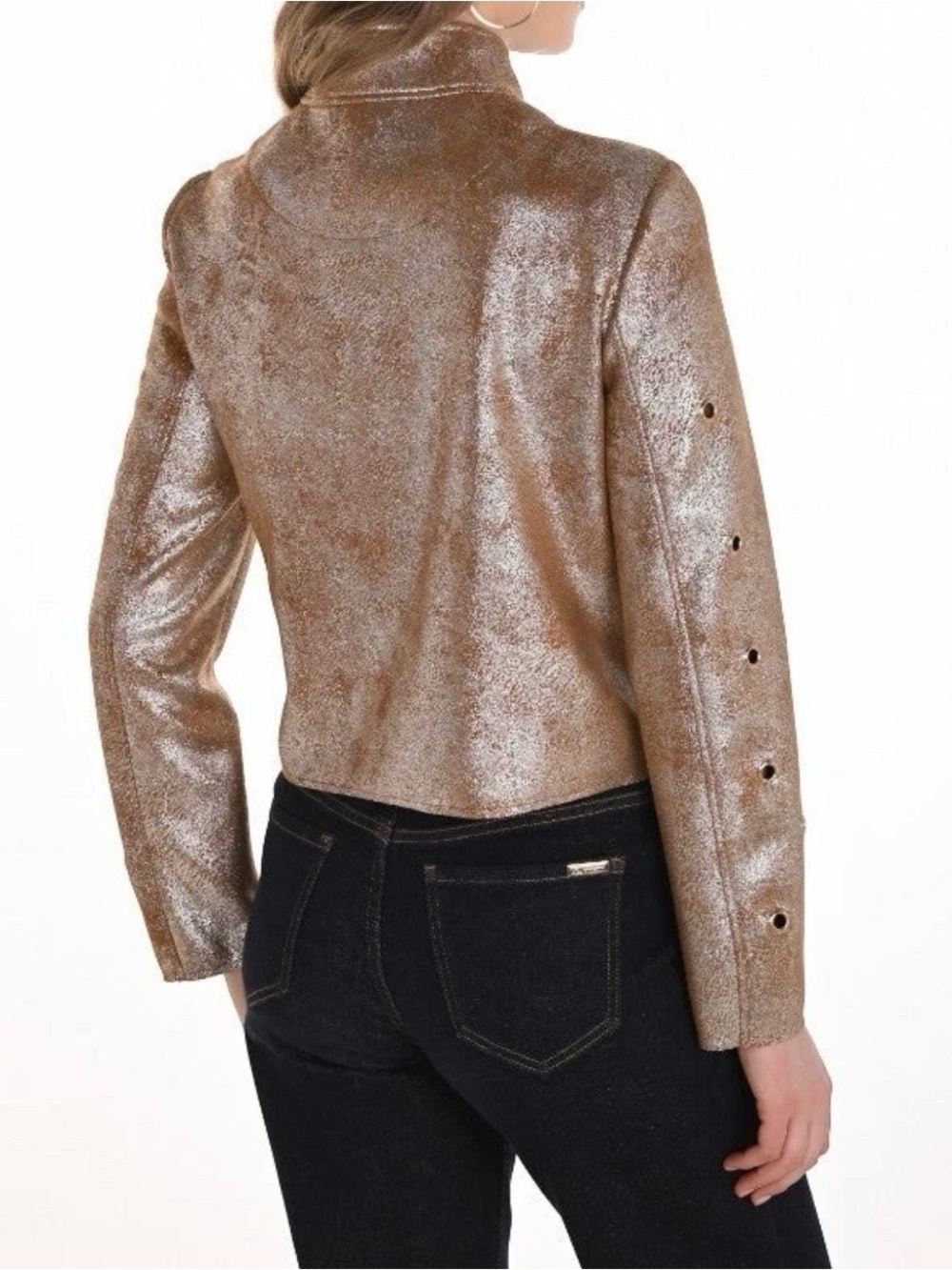 NWT Frank Lyman Design Collection Metallic Rose-Gold Eyelet Jacket.Stunning 🔥 - Picture 4 of 10